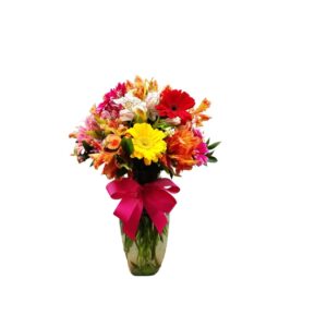 Jarrón de gerberas multicolor