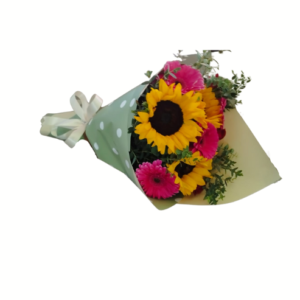 Ramo de Girasoles, rosas rojas y gerberas