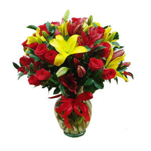 Arreglo de Rosas rojas y Lylis.